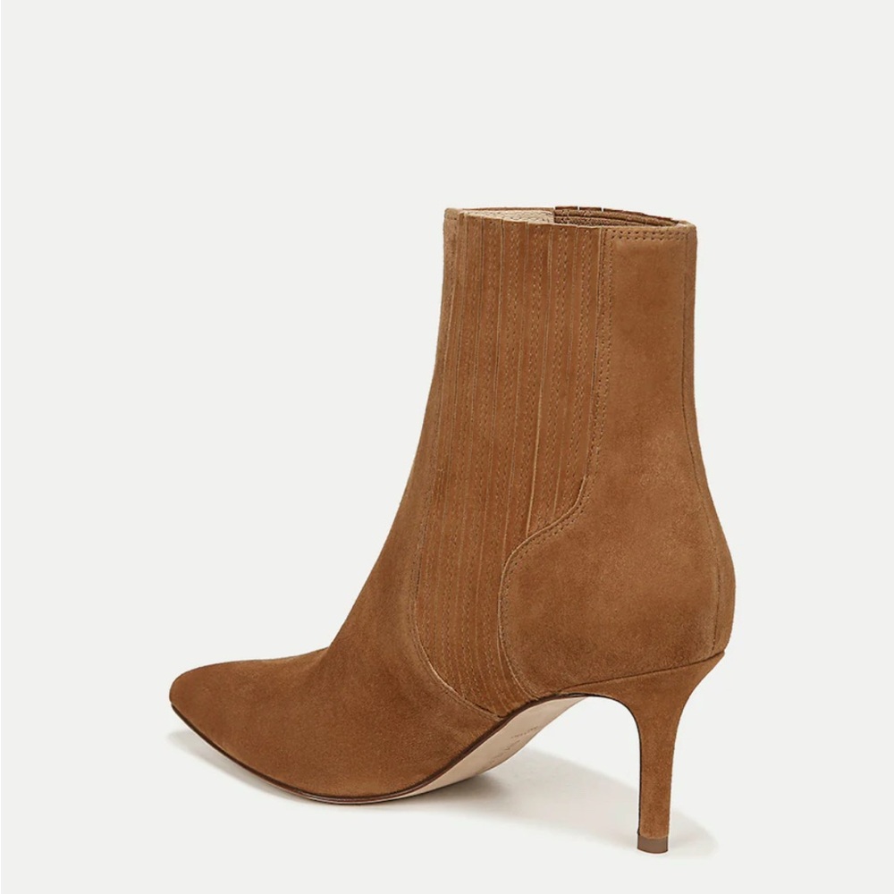 Veronica Beard Lisa Mid Heel Ankle Boots, Elegant Suede Hazelwood Color - Picture 2 of 8